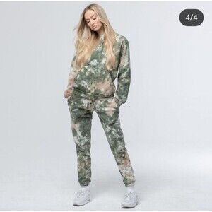 Talentless Hoodie Jogger Two Piece Lounge Set in camo Tie Dye Green size M/S